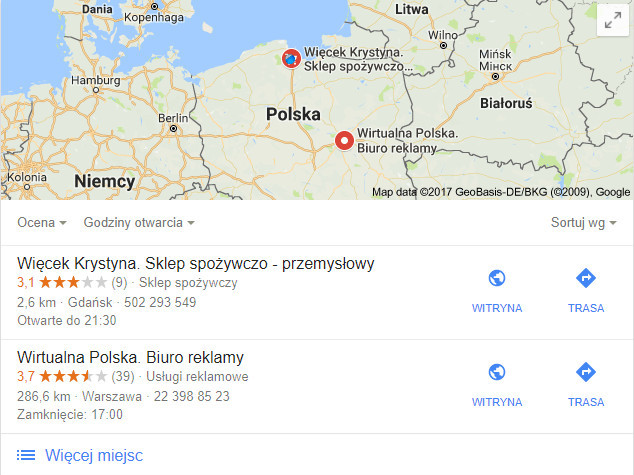 Wirtualna Polska w Google Maps
